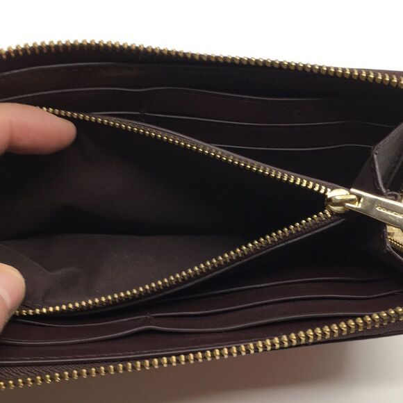 Coach Pink Ombré Signature Leather Accordion Zip Around Long Wallet - Picture 14 of 16